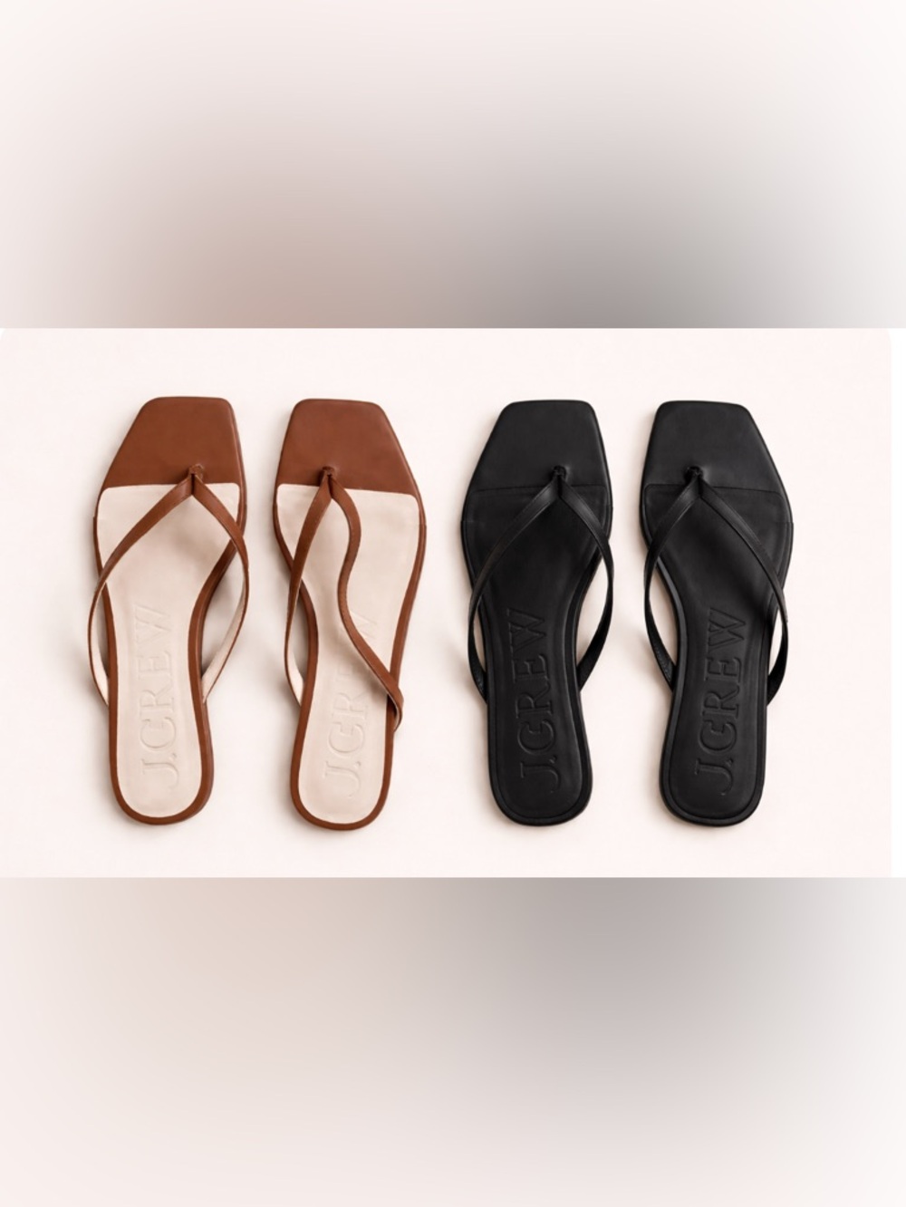 J. Crew Square-Toe Capri Sandals (1 pair in Cognac and 1 pair in Black)